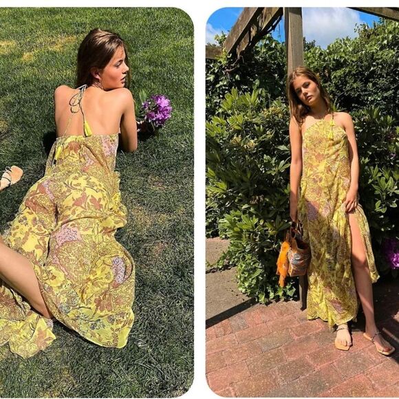 NEW FREE PEOPLE SANDY SHORES SHEER
PRINTED MAXI DRESS
VIBRANT YELLOW
SIZE L - Picture 1 of 5